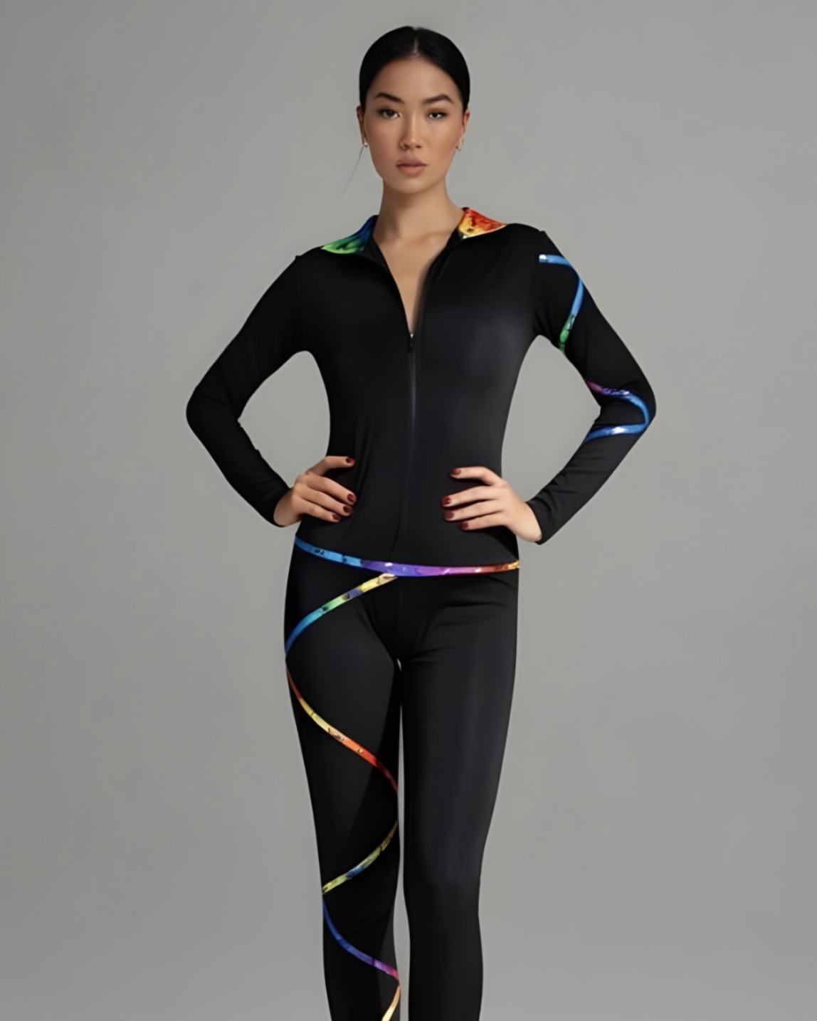 Criss Cross Ice Skating Jacket - Rainbow - Poly/Spandex