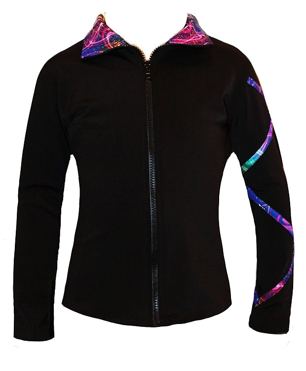 Criss Cross Poly/Spandex Silver Sky Ice Skating Jacket  XJ723
