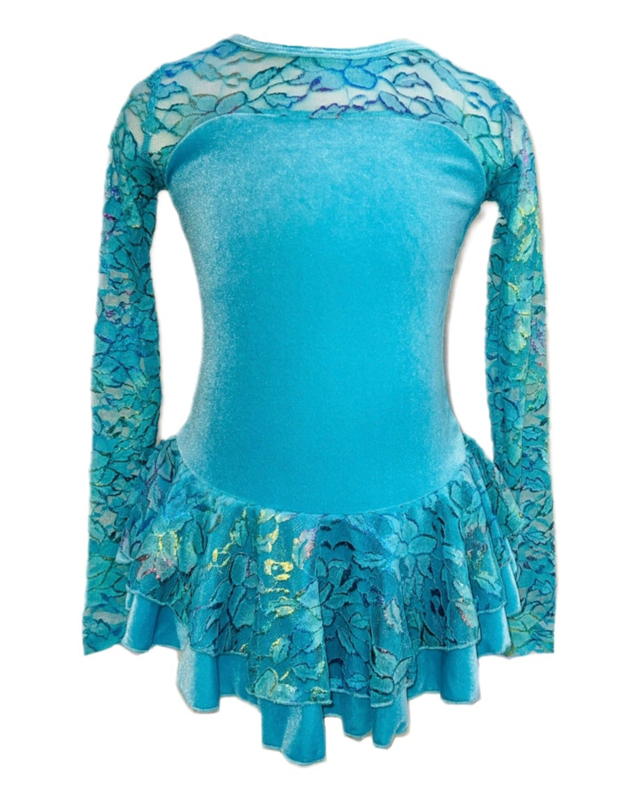 Velvet Ice Skating Dress -Turquoise
