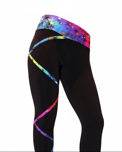 Criss Cross Ice Skating Pants - Rainbow - Poly/Spandex