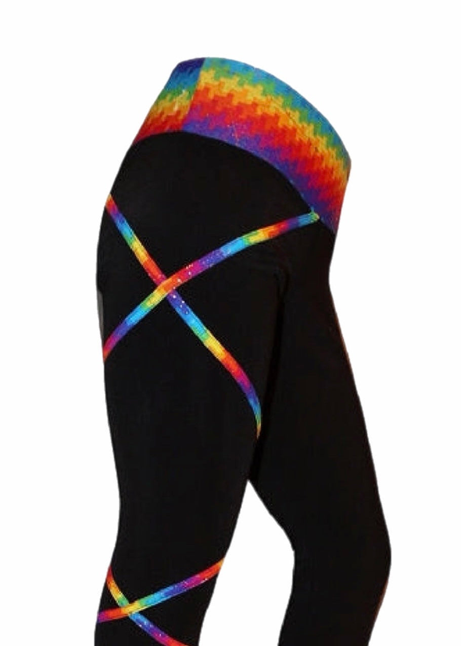 Criss Cross Ice Skating Pants- Spectrum Gold - Poly/Spandex