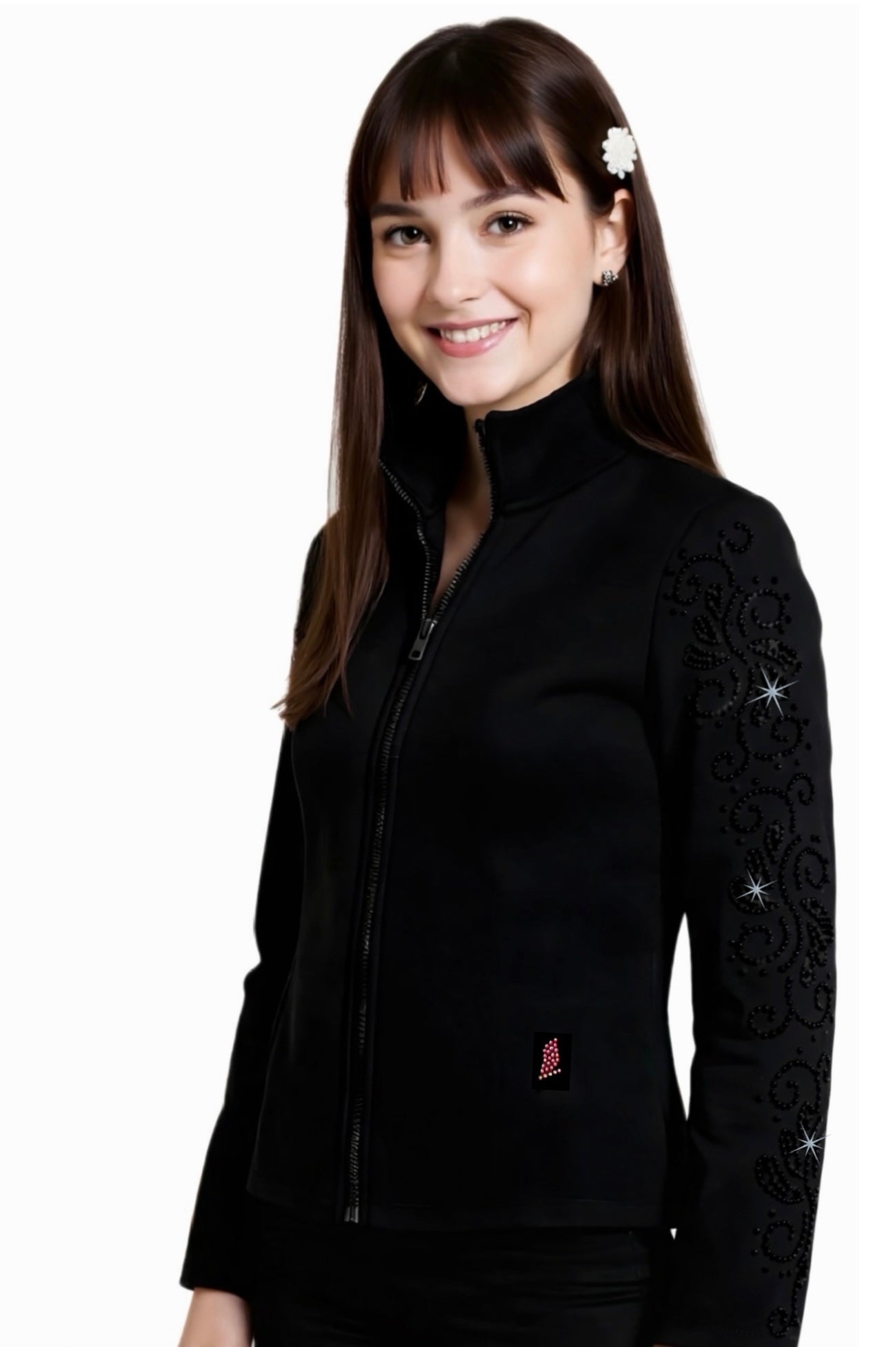 Crystals Swirls - Jet Black - Ice Skating Jacket