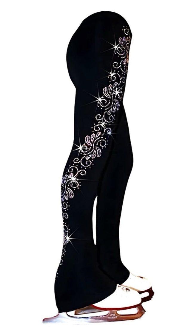 Crystals Swirls - AB Clear - Girls Ice Skating Pants