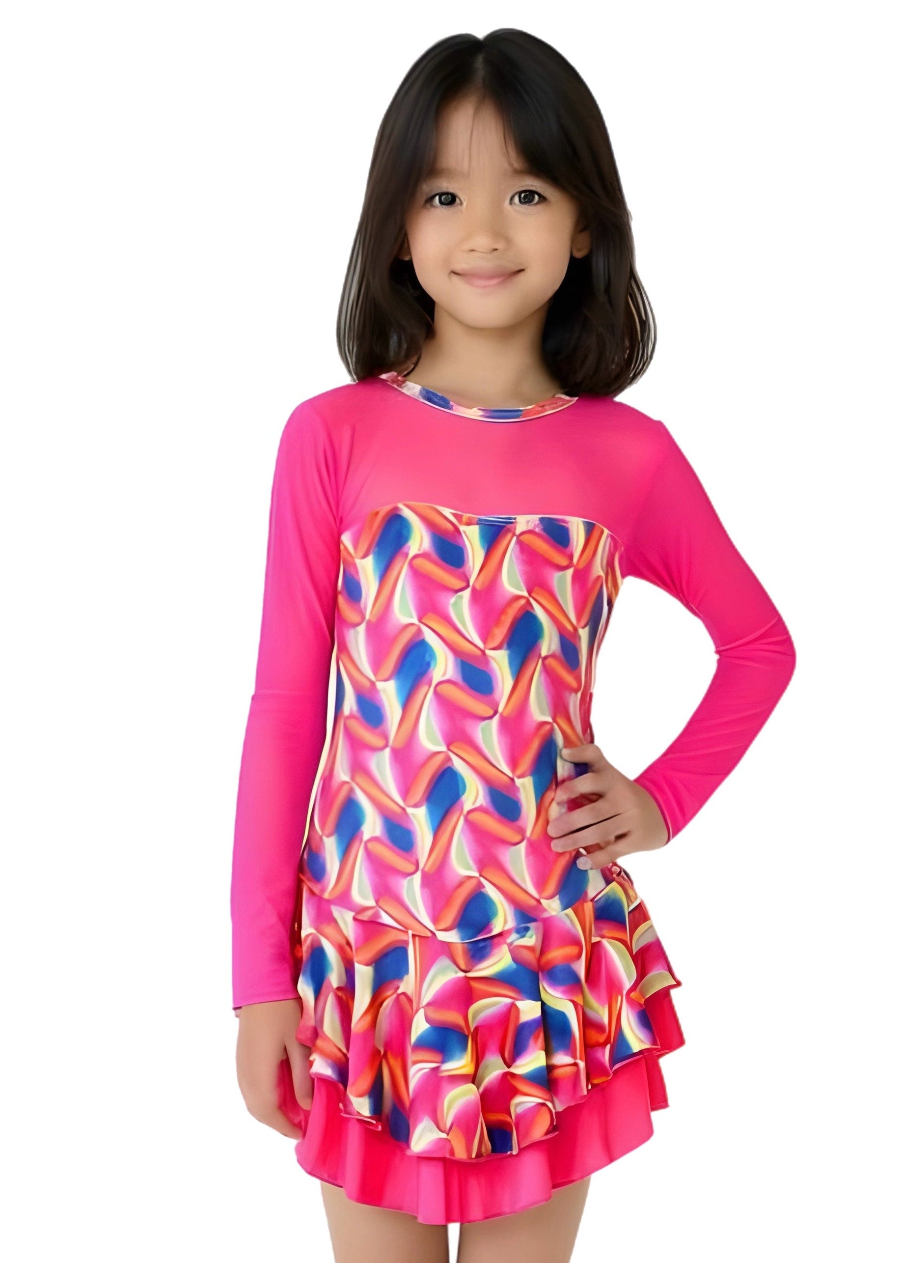 Neon Velvet Ice Skating Dress - Pink Candy