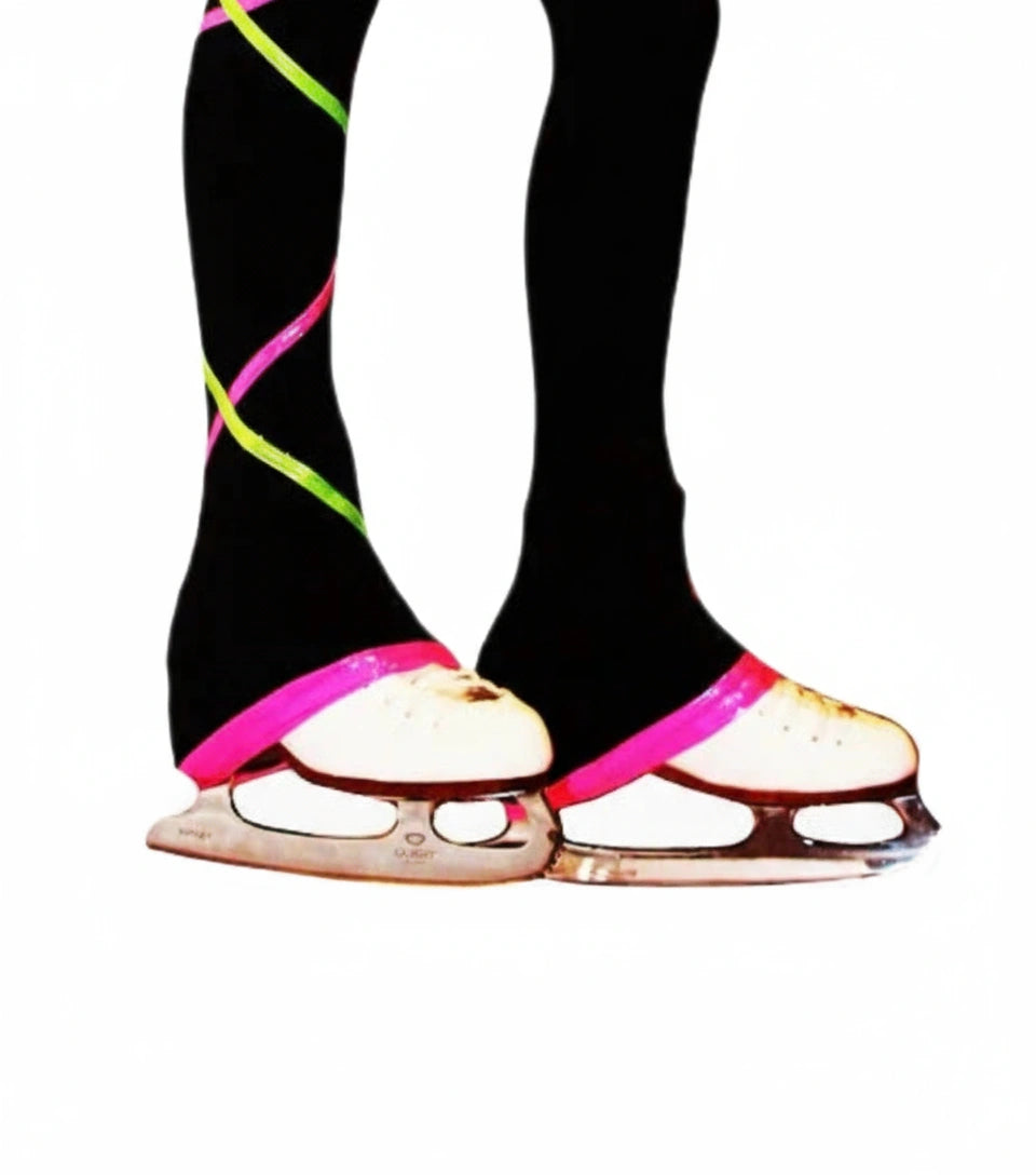 Criss Cross Ice Skating Pants - Pink/Lime - Poly/Spandex