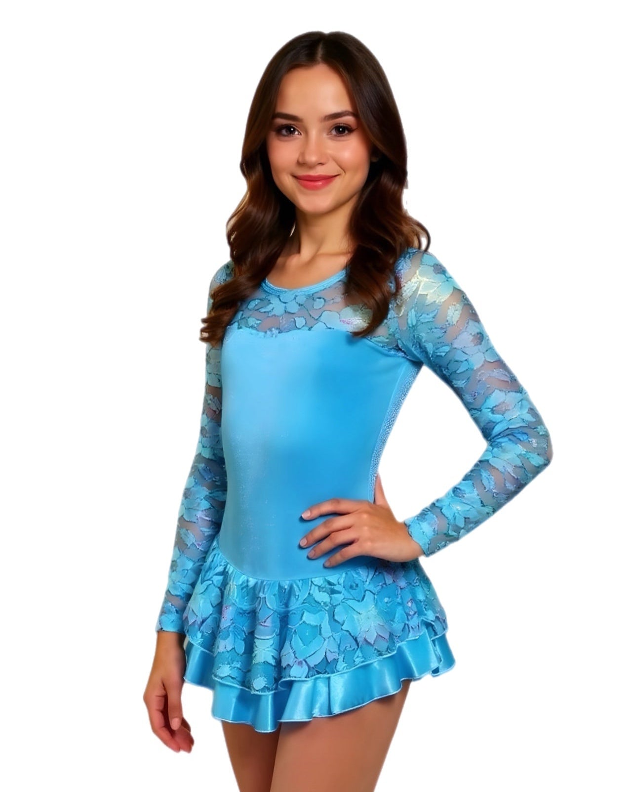 Velvet Ice Skating Dress -Turquoise