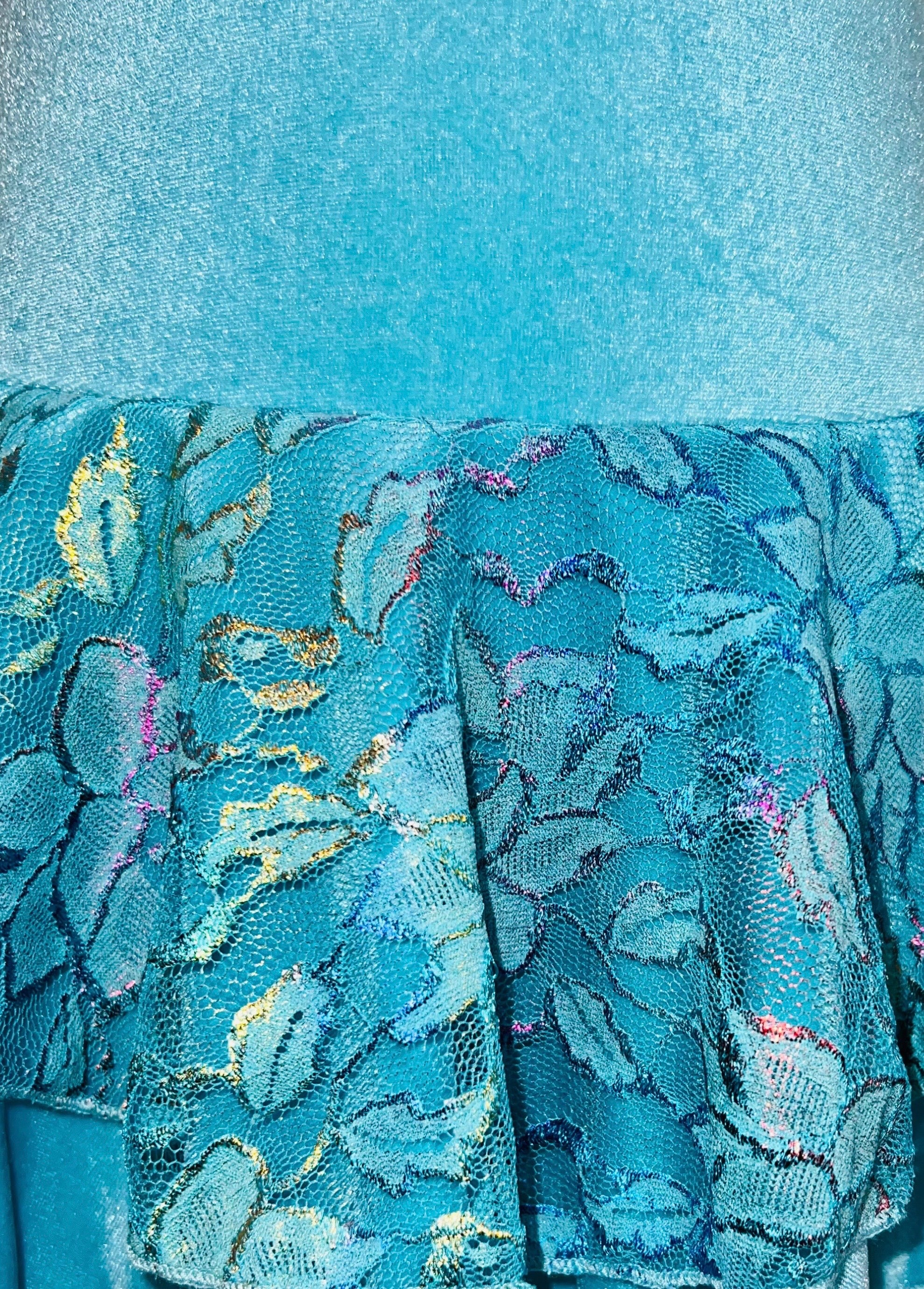 Velvet Ice Skating Dress -Turquoise