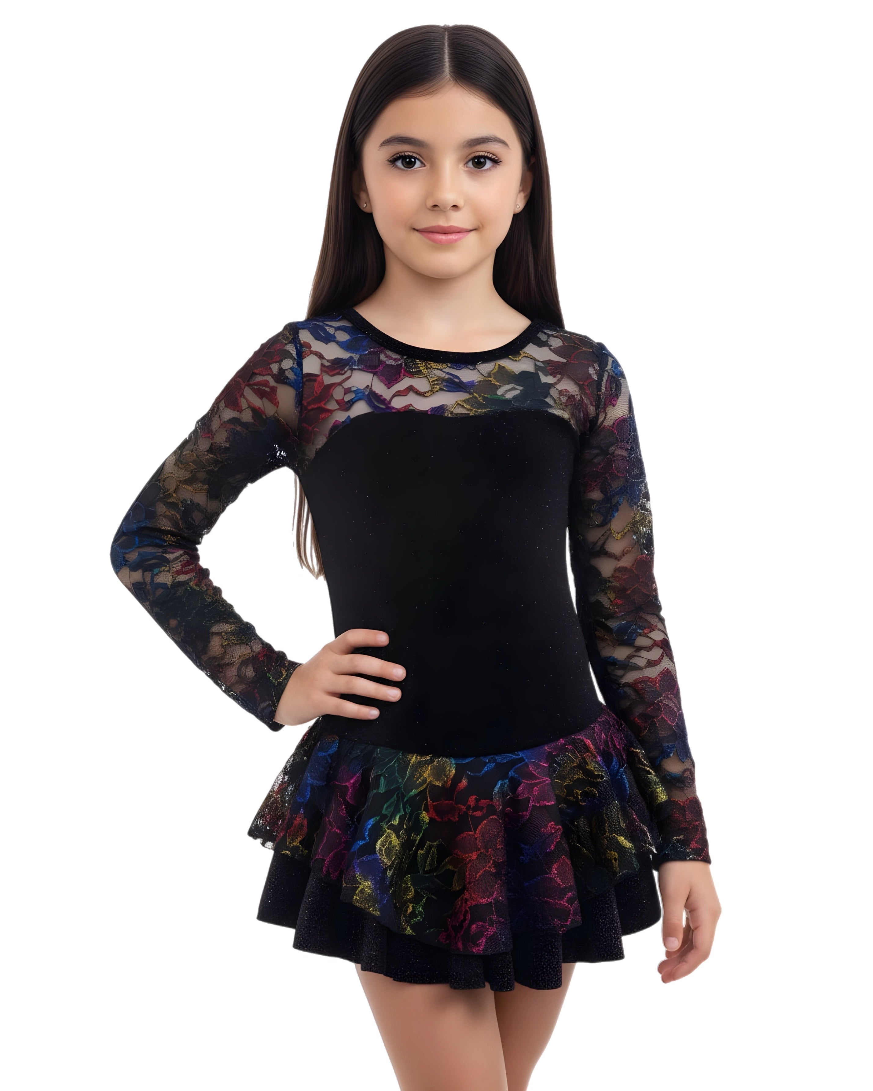 Velvet Ice Skating Dress - Black