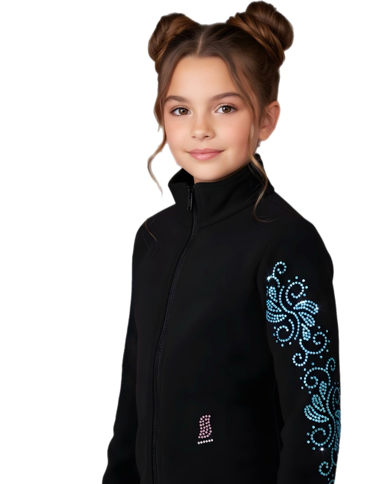 Crystal Swirls - Aquamarine - Girls Ice Skating Jacket