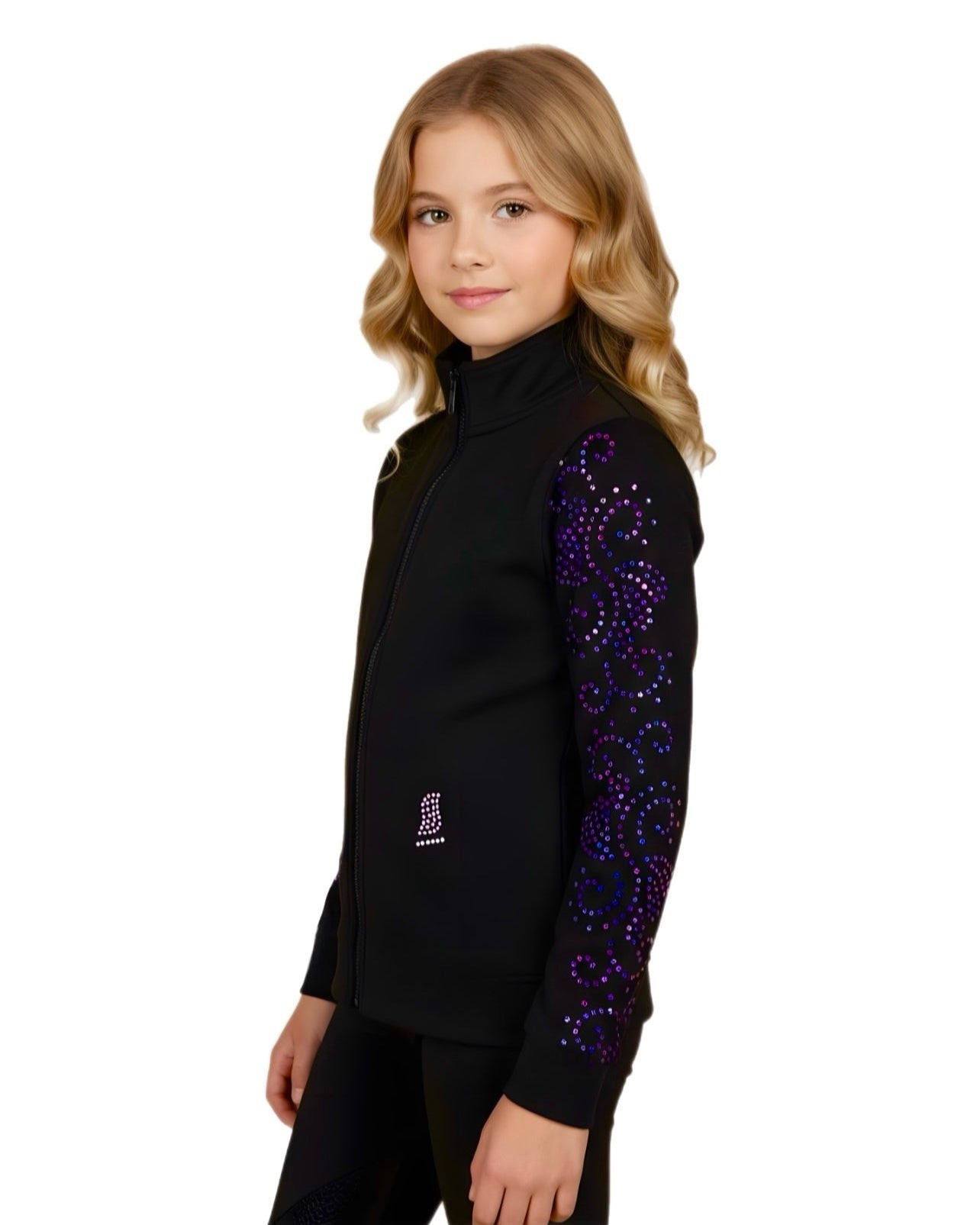 Crystals Swirls - Purple Flare - Girls Ice Skating Jacket
