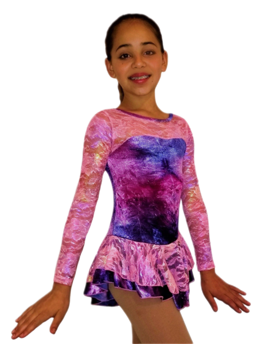 Velvet Ice Skating Dress Pink/Purple