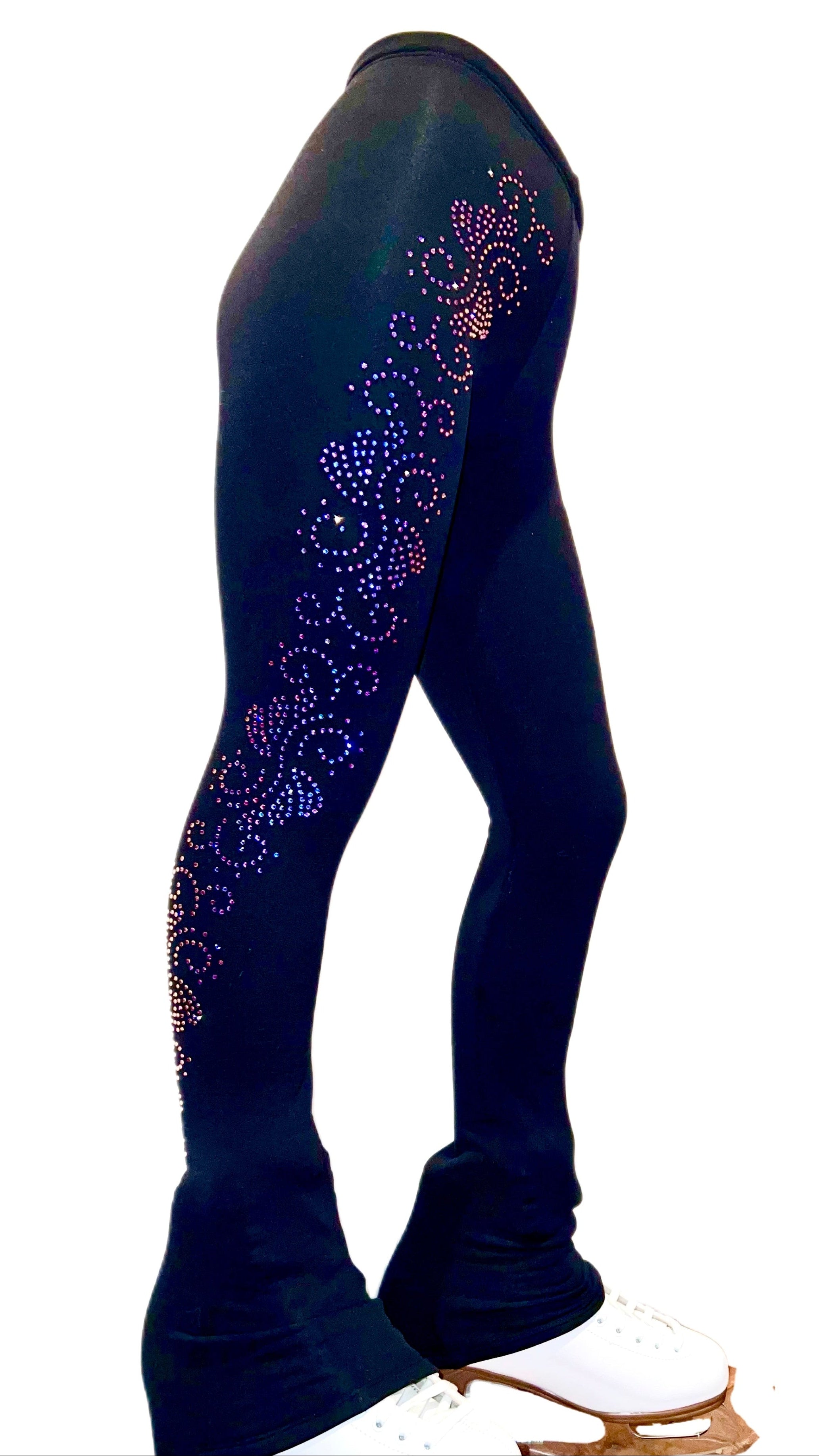Crystals Swirls - Purple Flare - Ice Skating Pants
