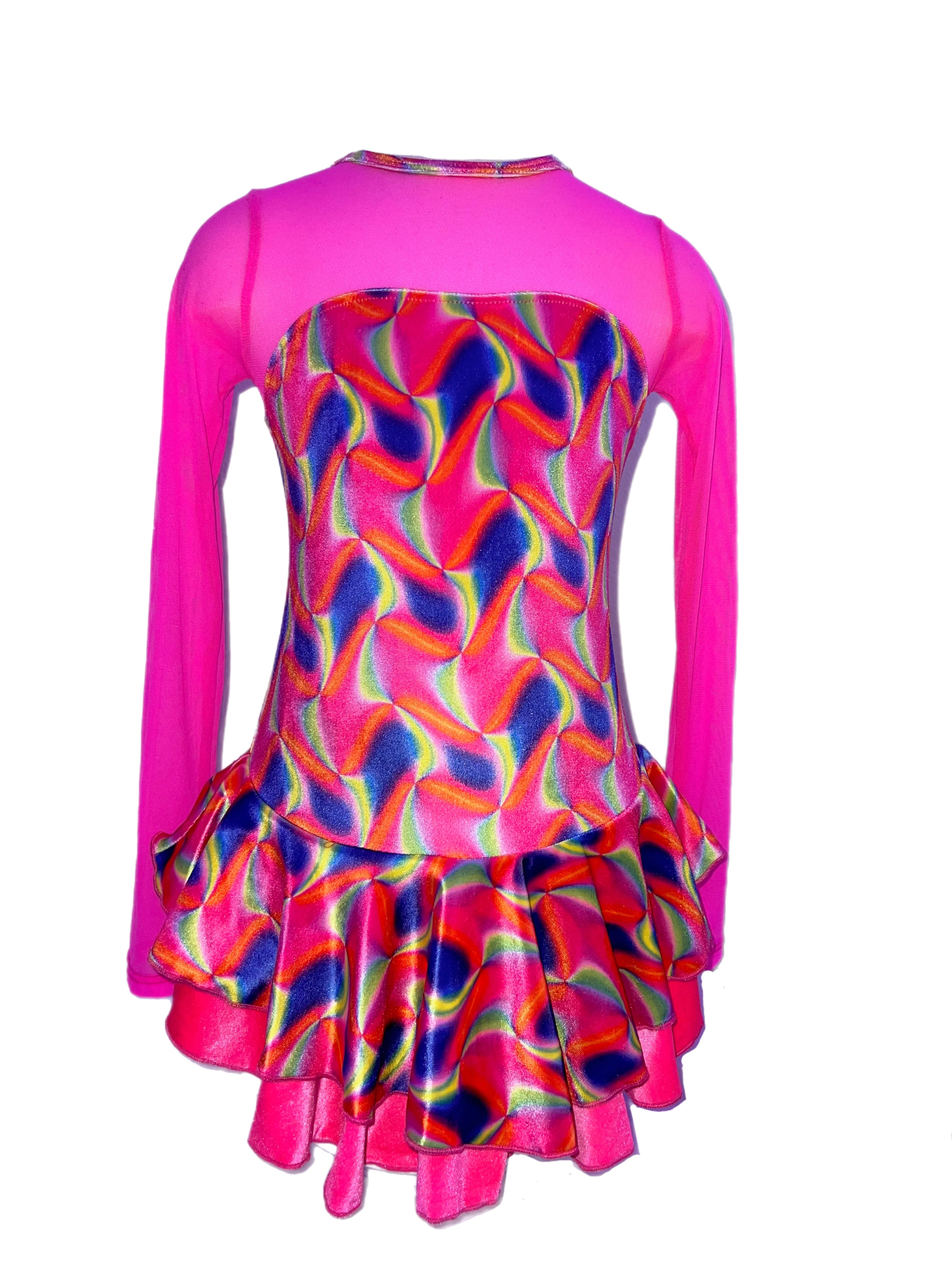 Neon Velvet Ice Skating Dress - Pink Candy