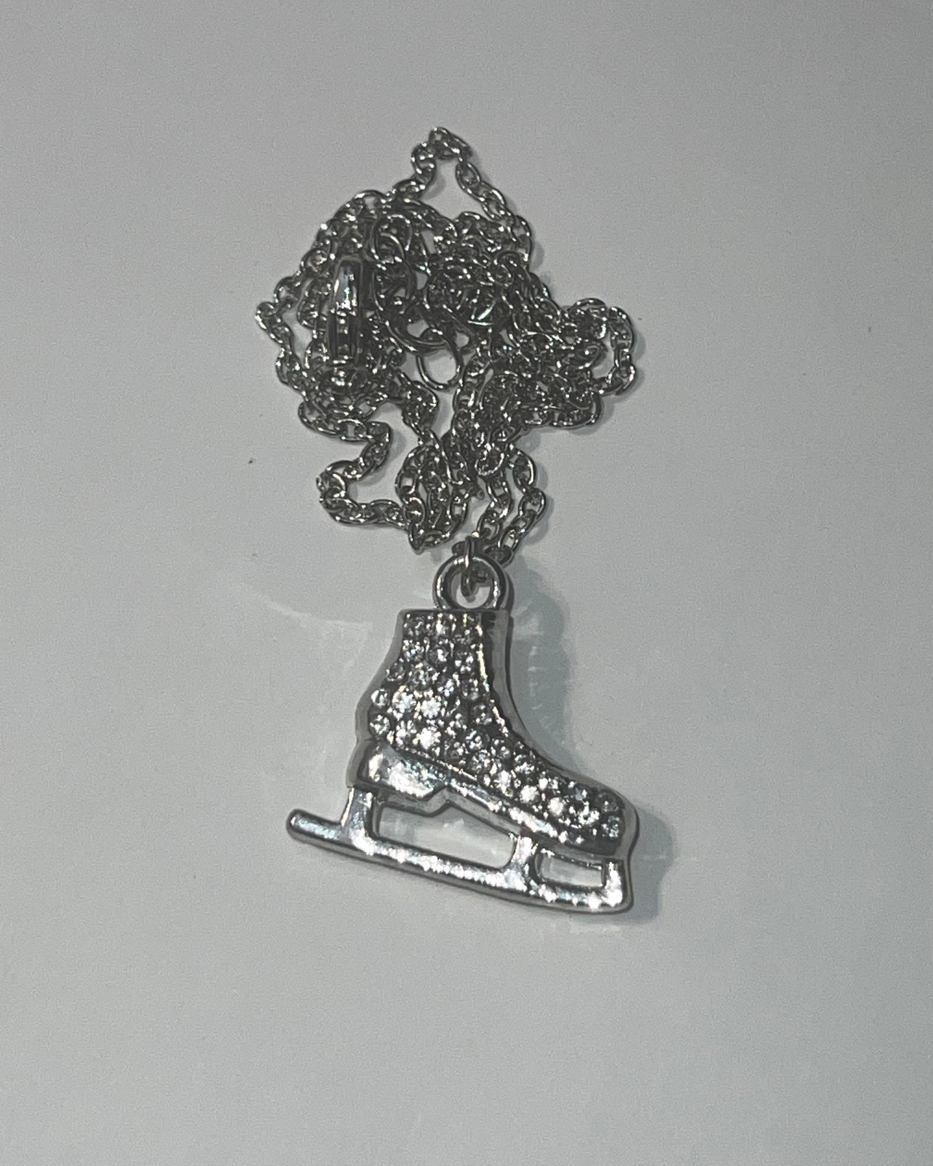 Silver Plated Necklace with "Ice Skate" Charm