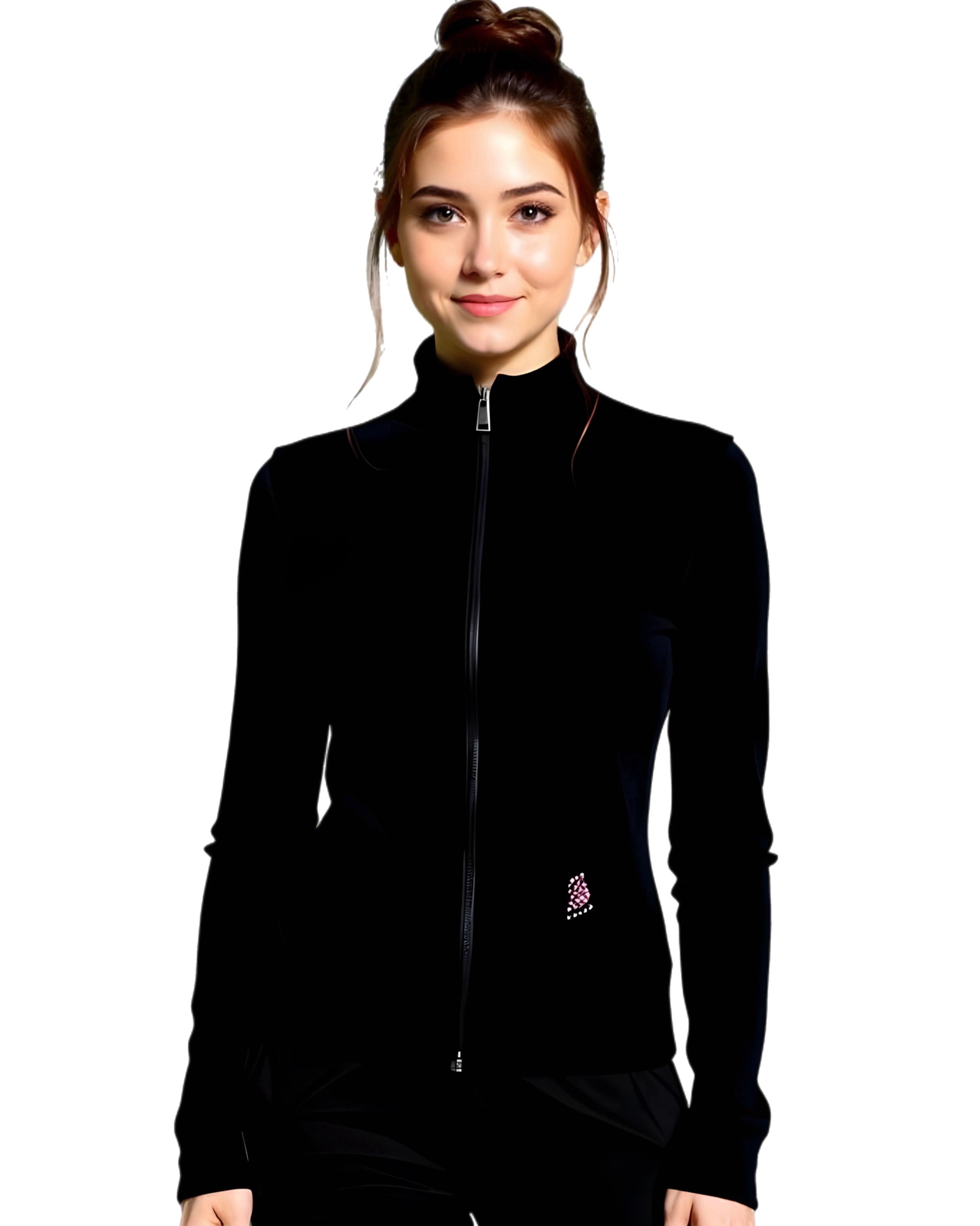 Black - Polartec - Original - Plain- Girls/Woman - Ice Skating Jacket - No Design