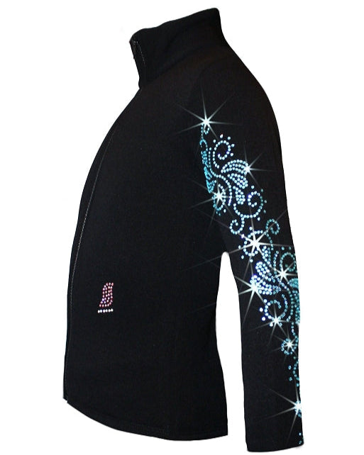 Crystal Swirls - Aquamarine - Girls Ice Skating Jacket