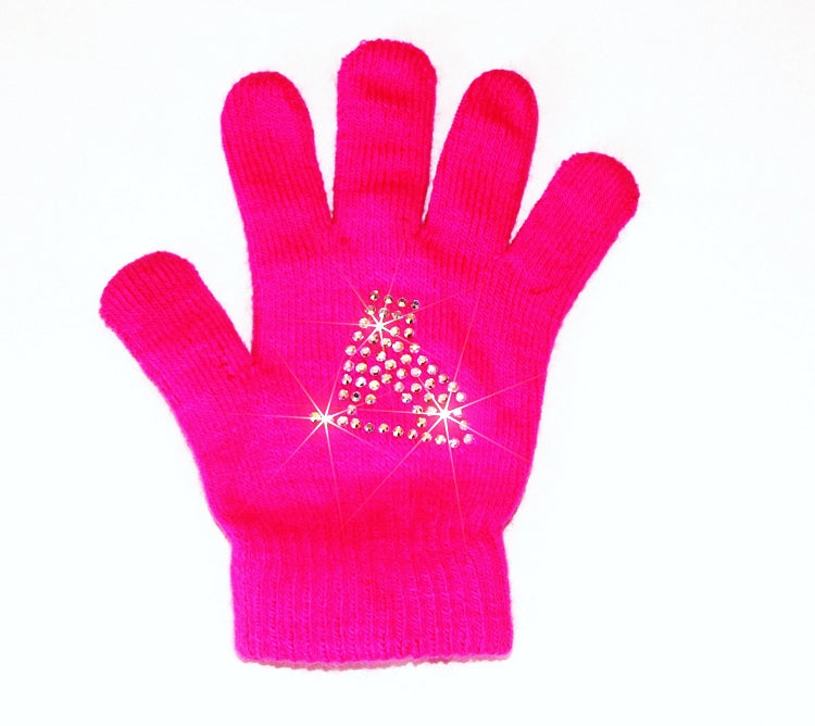 Neon Pink Skating Gloves with "Skate" Rhinestone Design