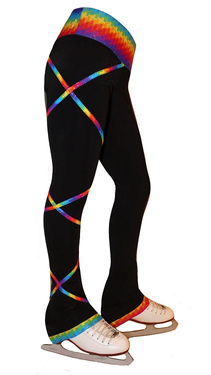 Criss Cross Ice Skating Pants- Spectrum Gold - Poly/Spandex